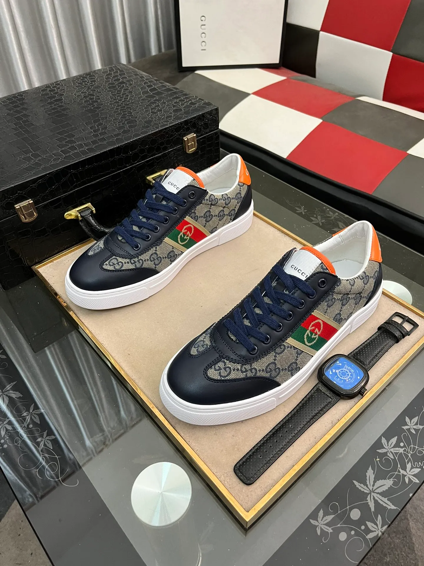 Men's shoes 💰400⌚️⌚️《Gucci*》The latest hot-selling casual shoes, top brand [seduce] luxury~purchase, top~quality. [Strong] The upper is made of imported breathable mesh with material ➕ breathable sports lining (•) and fine workmanship. Original personalized fashionable soft rubber wear-resistant outsole, size: 38-443⃣️colors available